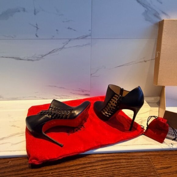 CHRISTIAN LOUBOUTIN SAFETY 100 CALF BLACK SIZE 38 - Picture 2 of 4